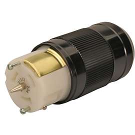 RELIANCE CONTROLS LL550C Twist Lock Power Cord Connector, 50 A, 125/250 VAC, Black