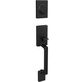 Schlage J Series JH58 SUT 622 Handleset, 3 Grade, Keyed Key, Metal/Zinc, Matte Black, 2-3/8, 2-3/4 in Backset, C Keyway