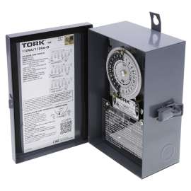 TORK 1109A Series 1109A-O Lighting Timer, 40 A, 120/208/277 VAC, 3 W, 20 to 75 min Time Setting, 24 hr Cycle, Gray