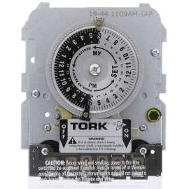 TORK 1109A Series 1109AM-IAP Analog Timer, 40 A, 120/208/277 VAC, 24 hr Cycle, Gray/Silver