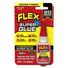 Flex Seal SGGELB20 High Performance Super Glue, Gel, Clear, 20 g Bottle