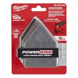 Milwaukee 48-80-5405 Mesh Sanding Sheet, 3-5/8 in W, 3-3/4 in L, 80, 120, 180 Grit, Aluminum Oxide Abrasive, Nylon Backing