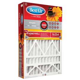 BestAir HW1625-11R Air Filter, 24-3/4 in L, 15-3/4 in W, 11 MERV, Cardboard Frame