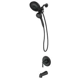 Moen Mikah Series 82310BL Tub/Shower Faucet, Standard Showerhead, 1.75 gpm Showerhead, 6 Spray Settings, 1-Handle