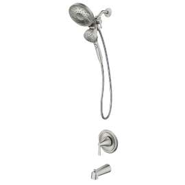 Moen Mikah Series 82310SRN Tub/Shower Faucet, Standard Showerhead, 1.75 gpm Showerhead, 6 Spray Settings, 1-Handle