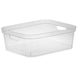 Sterilite 13248608 Short Storage Bin, 16.5 qt Capacity, Polypropylene, Clear, 15 in L, 12-1/4 in W, 5-1/4 in H