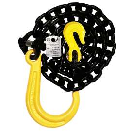 ANCRA 50378-10-10 Chain Assembly with J-Hook, 3/8 in, 10 ft L, 7100 lb Working Load, 80 Grade, Carbon Alloy Steel