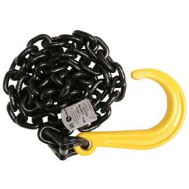 ANCRA 50739-10-05-2 Chain Assembly with J-Hook, 5 ft L, 80 Grade, 7100 lb Working Load, Carbon Steel