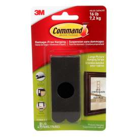 Command 17206BLK-C Picture Hanging Strip, 16 lb, Foam, Black