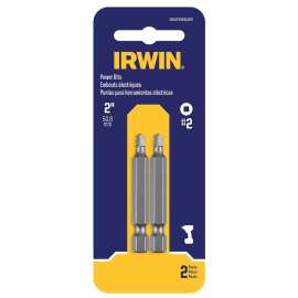 IRWIN IWAF22SQ22 Power Bit, #2 Drive, Square Drive, 1/4 in Shank, Hex Shank, 2 in L, Steel