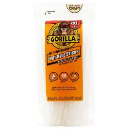 Gorilla 3032002 Hot Glue Stick, Solid, Clear, 20 Pack