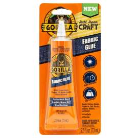 Gorilla 8025501 Fabric Glue, Crystal Clear, 2.5 oz Tube