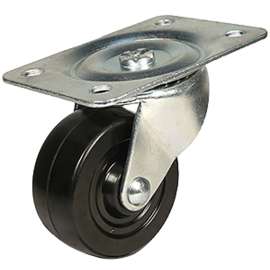 DH CASTERS C-GD25RS Swivel Caster, 2-1/2 in Dia Wheel, 1-1/8 in W Wheel, Rubber Wheel, 100 lb