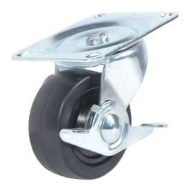 DH CASTERS C-GD30RSB Swivel Caster, 3 in Dia Wheel, 1-1/4 in W Wheel, Rubber Wheel, 125 lb