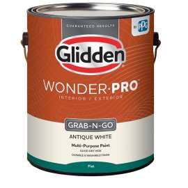 Glidden Wonder-Pro GLWP30 Series GLWP30AW/01 Paint, Flat, Antique White, 1 gal