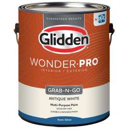 Glidden Wonder-Pro GLWP32 Series GLWP32AW/01 Paint, Semi-Gloss, Antique White, 1 gal