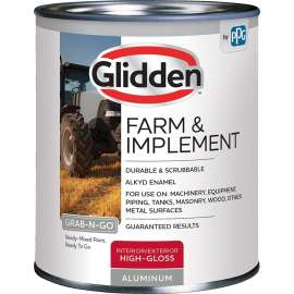 Glidden GLFIIE50AL-04 Exterior Paint, High-Gloss, Aluminum, 1 qt