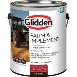 Glidden GLFIIE50BR-01 Exterior Paint, High-Gloss, Brown, 1 gal