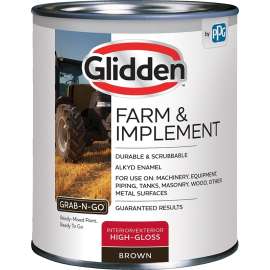 Glidden Grab-N-Go Farm and Implement GLFIIE50 Series GLFIIE50BR/04 Enamel Paint, High-Gloss, Brown, 4 qt