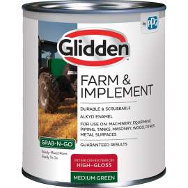 Glidden Grab-N-Go Farm and Implement GLFIIE50 Series GLFIIE50GR/04 Enamel Paint, High-Gloss, Medium Green, 4 qt