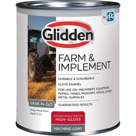 Glidden Grab-N-Go Farm and Implement GLFIIE50 Series GLFIIE50MG/04 Enamel Paint, High-Gloss, Machine Gray, 4 qt