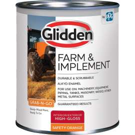Glidden GLFIIE50OR-04 Exterior Paint, High-Gloss, Safety Orange, 1 qt