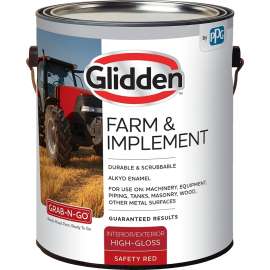 Glidden GLFIIE50RE-01 Exterior Paint, High-Gloss, Safety Red, 1 gal