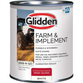 Glidden GLFIIE50WH-04 Exterior Paint, High-Gloss, White, 1 qt