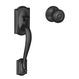 Schlage FE285CAM622GEO Handleset, 2 Grade, Metal, 2-3/8, 2-3/4 in Backset, C Keyway, 1-1/2 to 1-5/8 in Thick Door