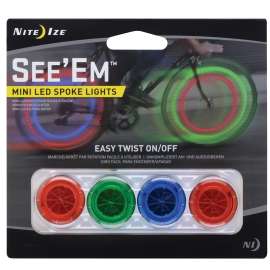 Nite Ize See'Em Series NSE-A1-4R3 Spoke Light, Plastic, Blue/Green/Red