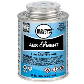 Harvey A-6 Series 018510-24 Solvent Cement, Opaque Liquid, Black, 8 oz Can
