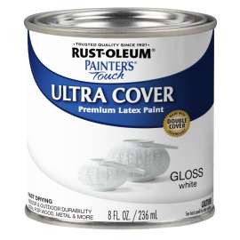 RUST-OLEUM PAINTER'S Touch 1992730 Brush-On Paint, Gloss, White, 0.5 pt Can