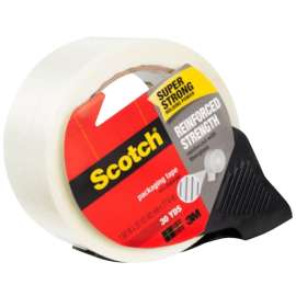 Scotch 8959-RD Shipping/Strapping Tape, 21 yd L, 1.9 in W, Fiber Yarns Backing, Clear