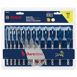 Bosch DSB5012 Spade Drill Bit Set, 12-Piece, Carbon Steel
