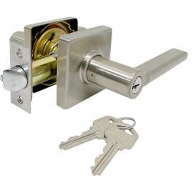 ProSource Entry Lock, Lever, Contemporary, Satin Nickel