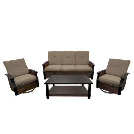 Seasonal Trends 121104 Riverside Seating Set, Olefin/Steel/Wicker, Brown, 2-Step, 4-Piece