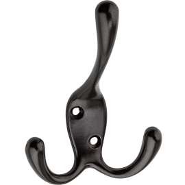 National Hardware V1442 Series N337-206 Robe Hook, 3-Hook, Zinc, Oil-Rubbed Bronze, Screw Mounting