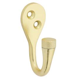 National Hardware Powell N337-911 Knurled Hook, 60 lb, Aluminum, Brushed Gold
