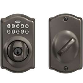Schlage BE365 V PLY 622 Keypad Deadbolt, 2 Grade, Keyed, Keypad Key, Matte Black, 2-3/8, 2-3/4 in Backset, C Keyway