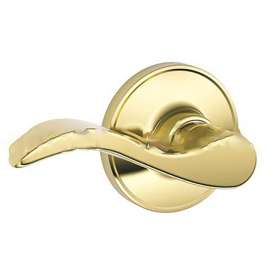Schlage J Series J10 V SEV 605 Non-Locking Passage Lock Set, Lever Handle, Metal/Zinc, Bright Brass