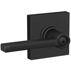 Schlage Latitude Series F40 LAT 622 COL Privacy Door Lock, Pushbutton Lock, Lever Handle, Zinc, Matte Black