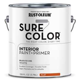 RUST-OLEUM Sure Color Series 380215 Wall Paint, Flat, White, 1 gal Can