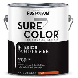RUST-OLEUM Sure Color Series 380216 Wall Paint, Flat, Black, 1 gal Can