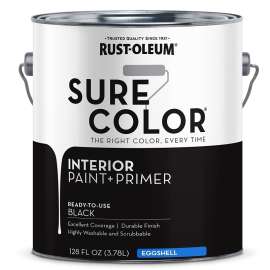 RUST-OLEUM Sure Color Series 380218 Wall Paint, Eggshell, Black, 1 gal Can