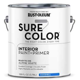RUST-OLEUM Sure Color Series 380219 Wall Paint, Eggshell, Alpine White, 1 gal Can