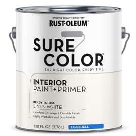 RUST-OLEUM Sure Color Series 380220 Wall Paint, Eggshell, Linen White, 1 gal Can