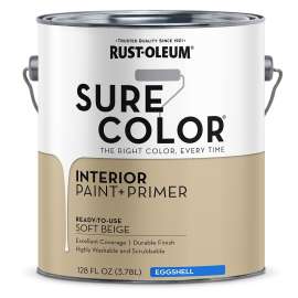 RUST-OLEUM Sure Color Series 380222 Wall Paint, Eggshell, Soft Beige, 1 gal Can