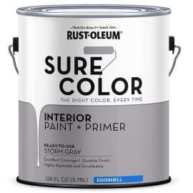 RUST-OLEUM Sure Color Series 380224 Wall Paint, Eggshell, Store Gray, 1 gal Can