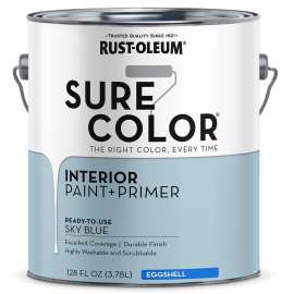 RUST-OLEUM Sure Color Series 380225 Wall Paint, Eggshell, Sky Blue, 1 gal Can