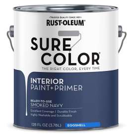 RUST-OLEUM Sure Color Series 380226 Wall Paint, Eggshell, Smoked Navy, 1 gal Can